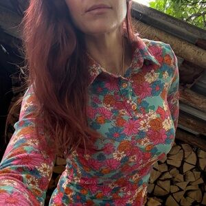 Cider Vibrant Floral Long Sleeve Dress